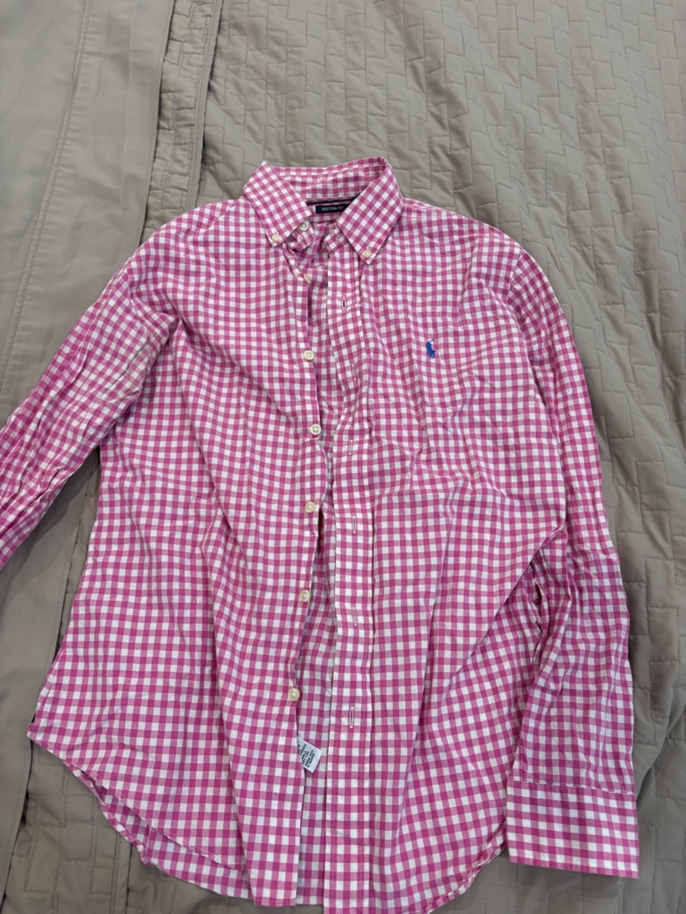 Ralph Lauren Pink Gingham Short-Sleeve Button-Down Shirt